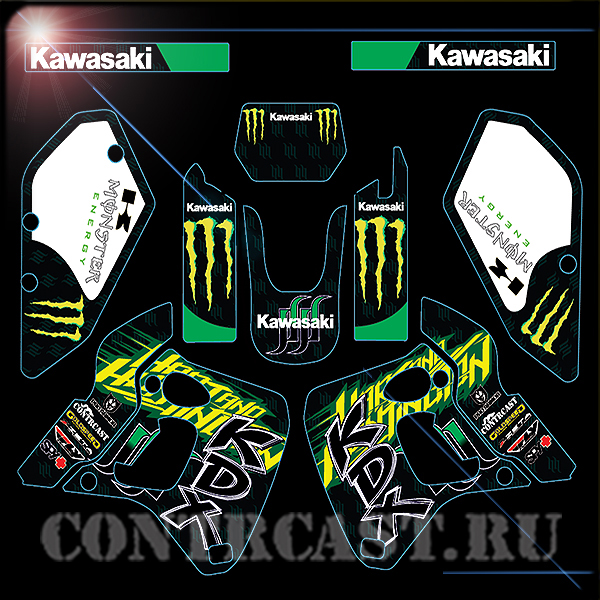 set or stickers on motorcycle Kawasaki KDX250